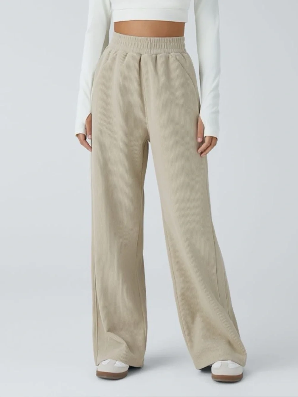 Halara High Waisted Pocket Straight Leg Baggy Corduroy Casual Pants Size Medium